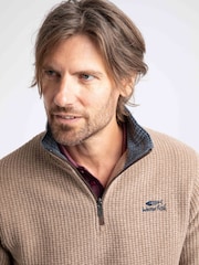 Tan Brown - Weird Fish Newark Quarter Zip Grid fleeces - 5şəkildən 4 şəkil