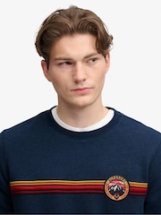 Superdry Blue Outdoor Stripe Logo Relaxed Sweatshirt - Image 4 of 6