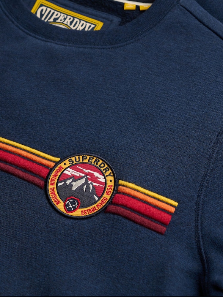 Superdry Blue Outdoor Stripe Logo Relaxed Sweatshirt - Image 6 of 6