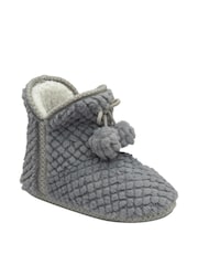Dunlop Grey Ladies Waffle Bootee Slippers - Image 1 of 4