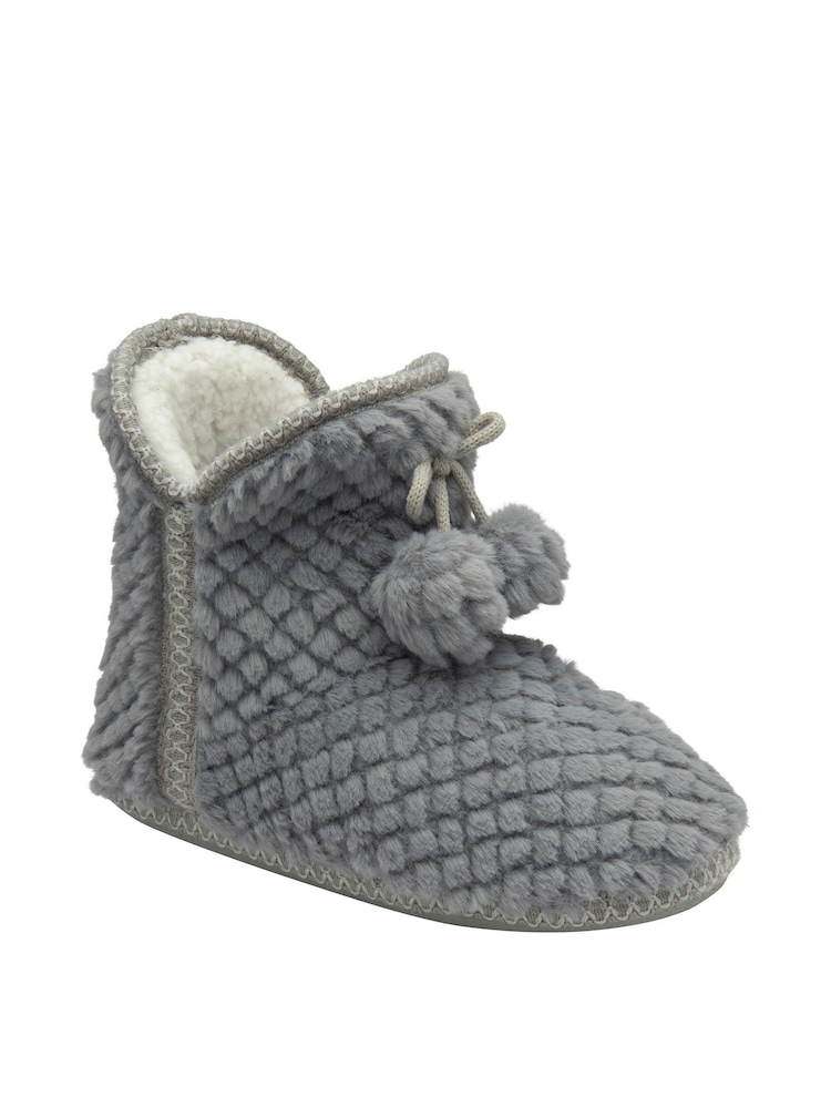 Dunlop Grey Ladies Waffle Bootee Slippers - Image 1 of 4
