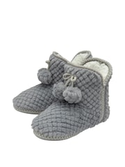Dunlop Grey Ladies Waffle Bootee Slippers - Image 2 of 4