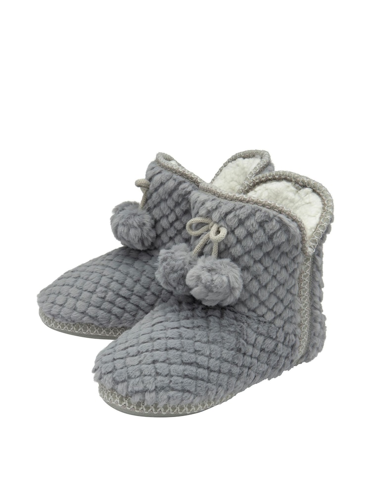 Dunlop Grey Ladies Waffle Bootee Slippers - Image 2 of 4