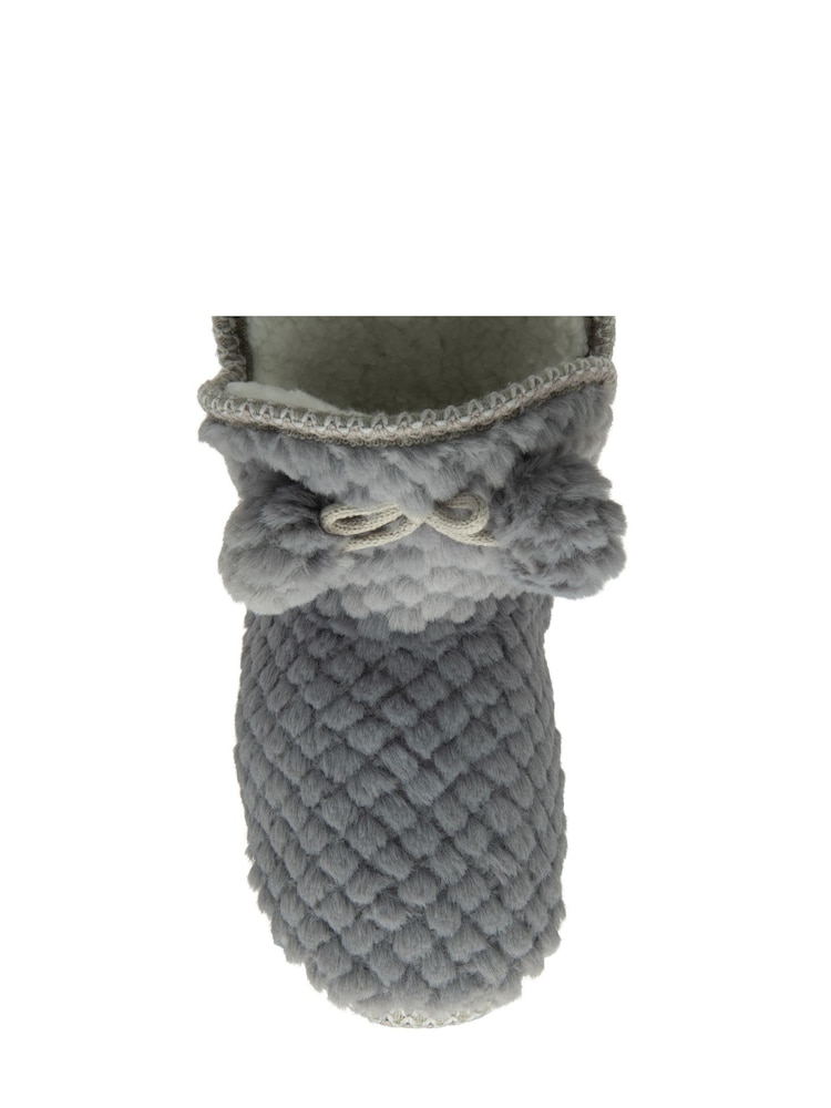 Dunlop Grey Ladies Waffle Bootee Slippers - Image 4 of 4