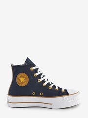 Converse Black/Gold Platform Lift Trainers - Image 1 of 9