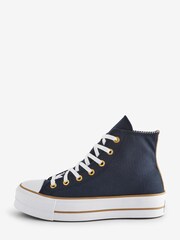 Converse Black/Gold Platform Lift Trainers - Image 2 of 9