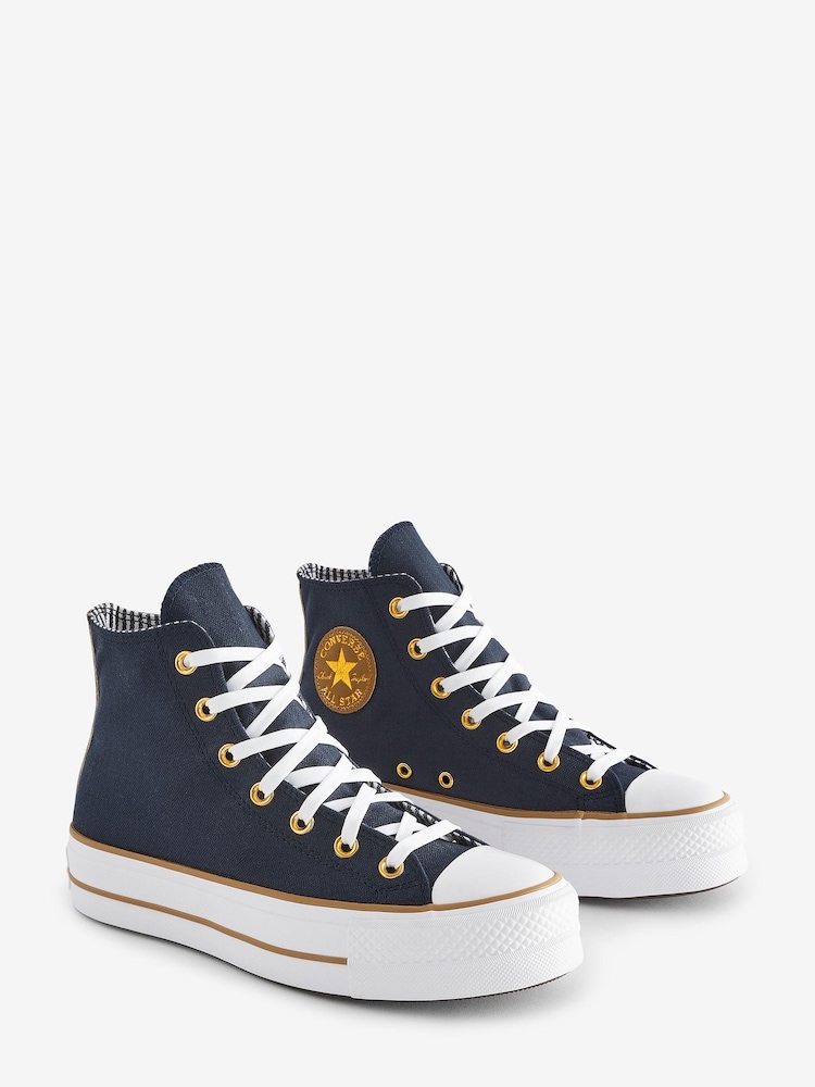 Converse Black/Gold Platform Lift Trainers - Image 3 of 9