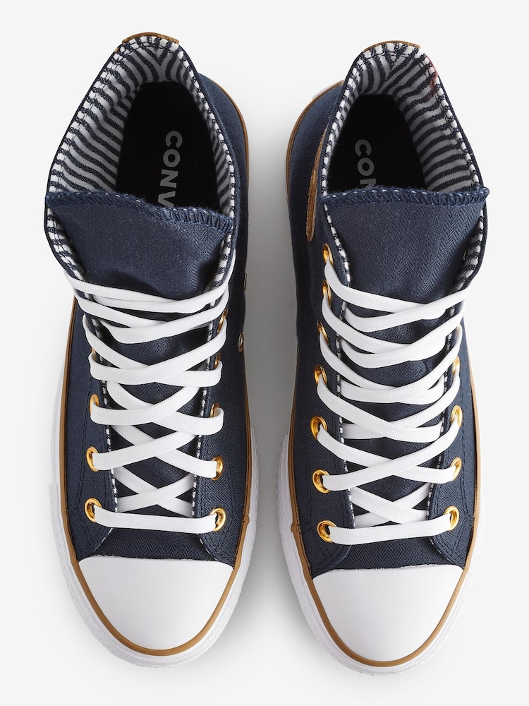 Converse Black/Gold Platform Lift Trainers - Image 5 of 9