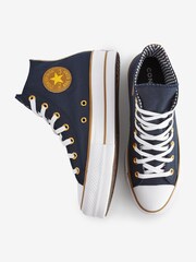 Converse Black/Gold Platform Lift Trainers - Image 6 of 9