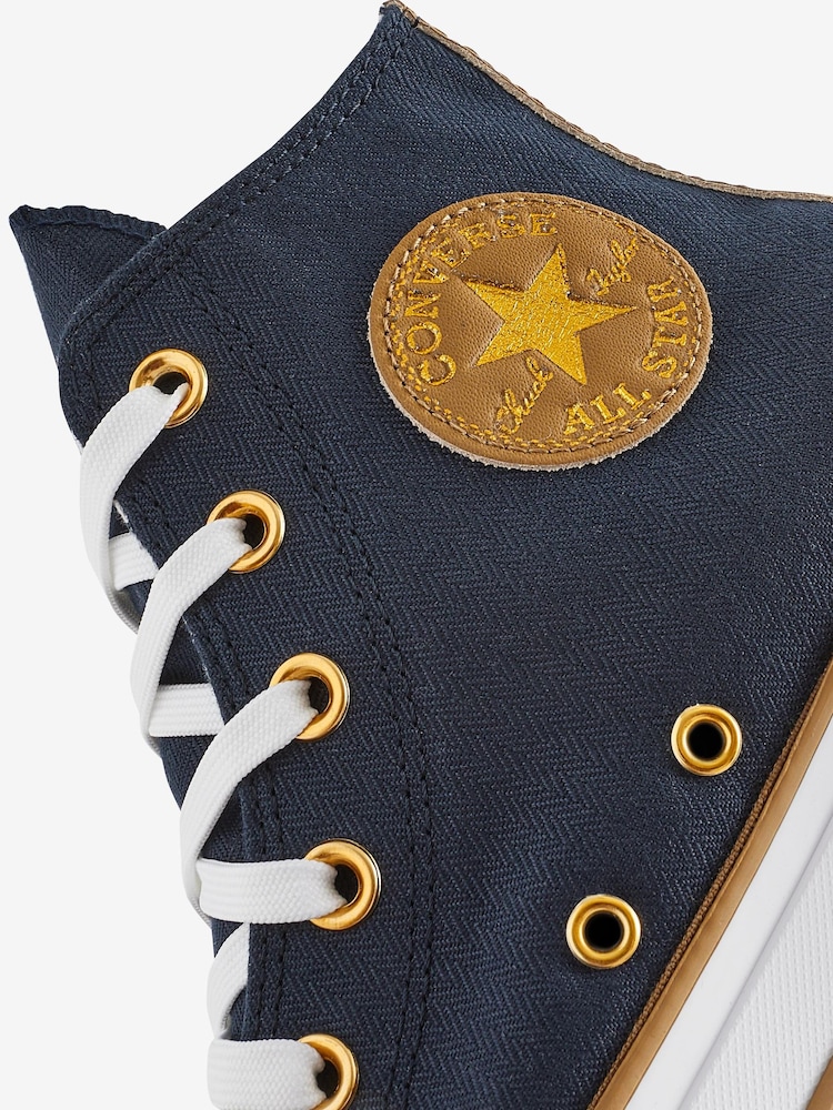 Converse Black/Gold Platform Lift Trainers - Image 8 of 9
