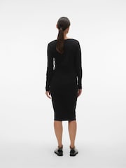 VERO MODA Black Maternity Stretch Comfort Ribbed Wrap Dress - Image 2 of 6
