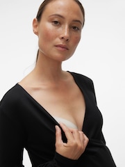 VERO MODA Black Maternity Stretch Comfort Ribbed Wrap Dress - Image 5 of 6