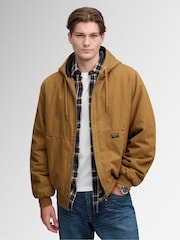 Superdry Brown Hooded Workwear Bomber Jacket - Image 1 of 5