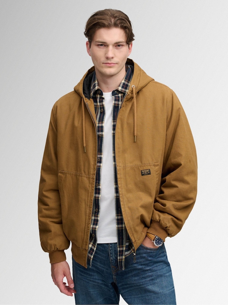 Superdry Brown Hooded Workwear Bomber Jacket - Image 1 of 5