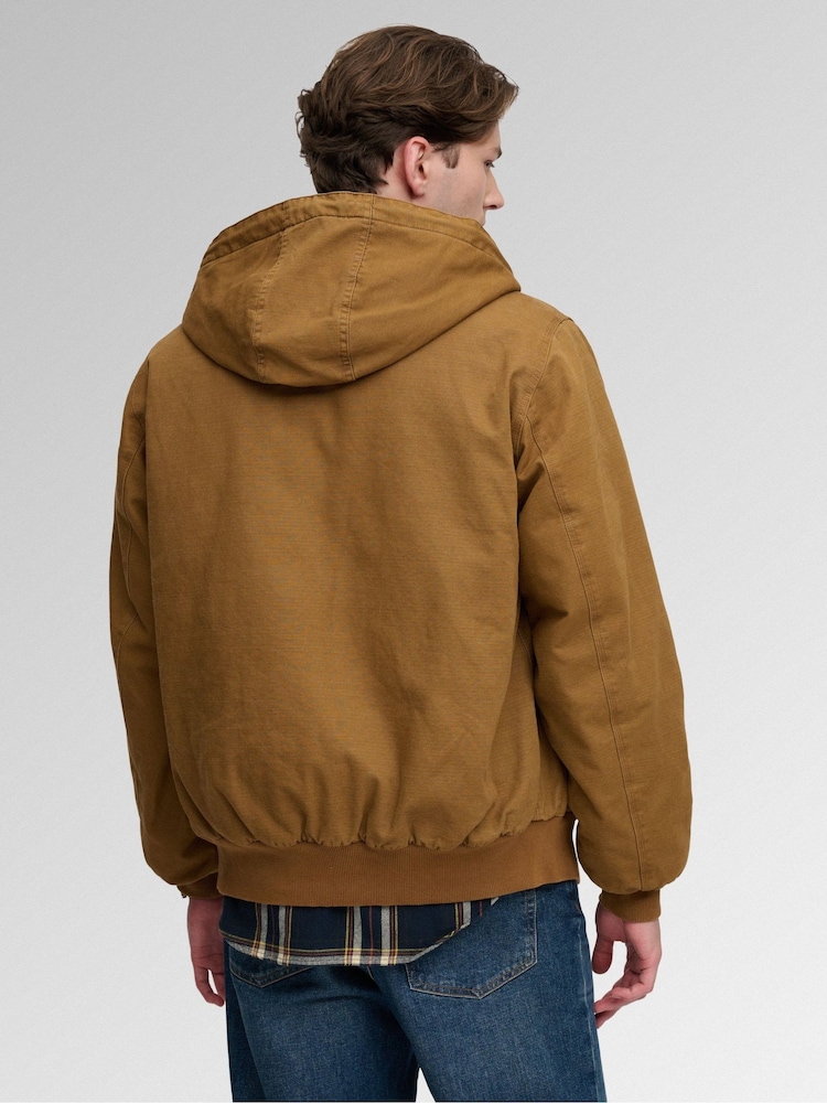 Superdry Brown Hooded Workwear Bomber Jacket - Image 2 of 5