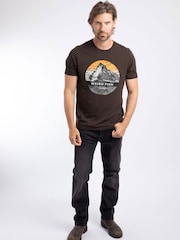 Weird Fish Brown Mountain Top Front Print Graphic T-Shirt - Image 1 of 6