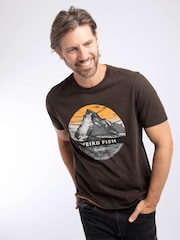 Weird Fish Brown Mountain Top Front Print Graphic T-Shirt - Image 2 of 6