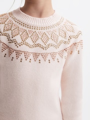 Suéter de mezcla de lana con cuello redondo y adornos Bella de Reiss - Imagen 1 de 6