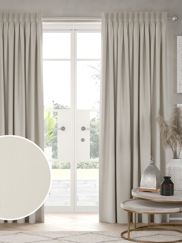 Light Natural 100% Cotton Made to Measure Curtains - Image 1 of 9