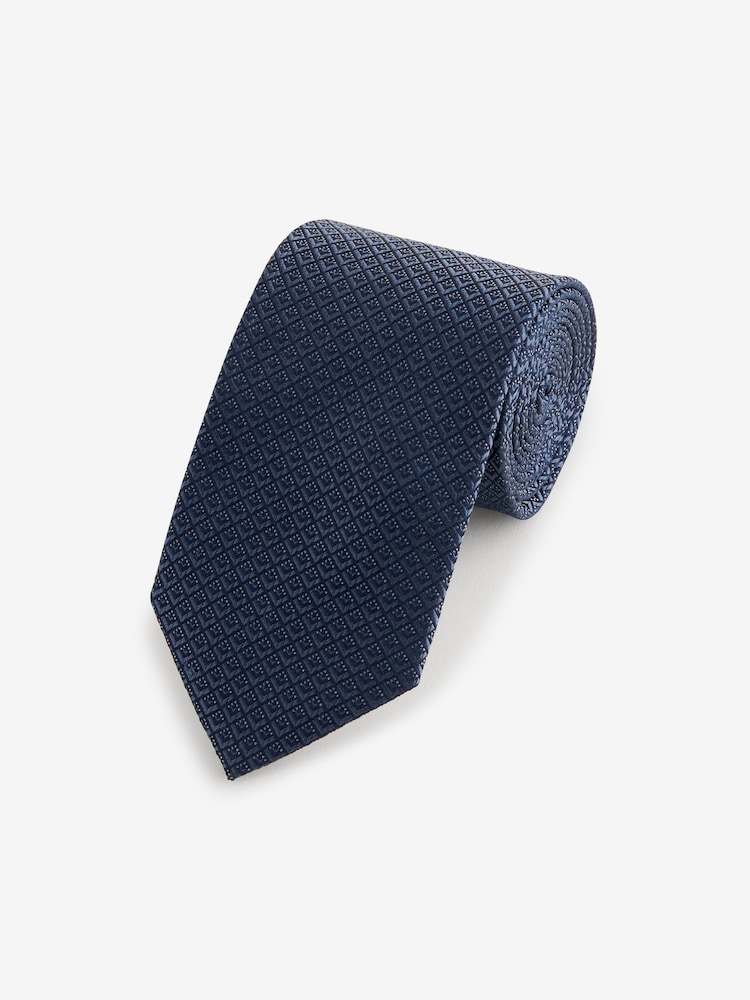 Steel Blue Geometric Silk Textured Tie - Image 1 of 3