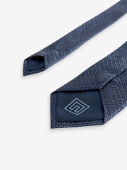 Steel Blue Geometric Silk Textured Tie - Image 3 of 3
