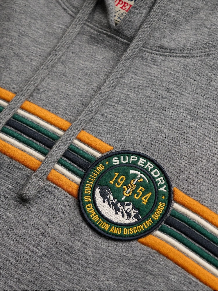 Superdry Grey Outdoors Stripe Logo Hoodie - Image 6 of 6 Superdry Grey Outdoors Stripe Logo Hoodie - Image 6 of 6