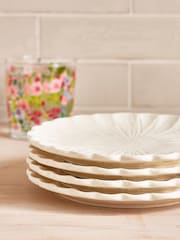 Set of 4 White Daisy Flower Side Plates - Image 2 of 4