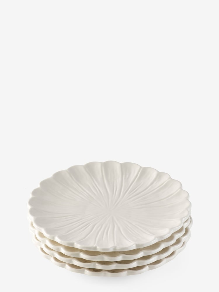 Set of 4 White Daisy Flower Side Plates - Image 4 of 4