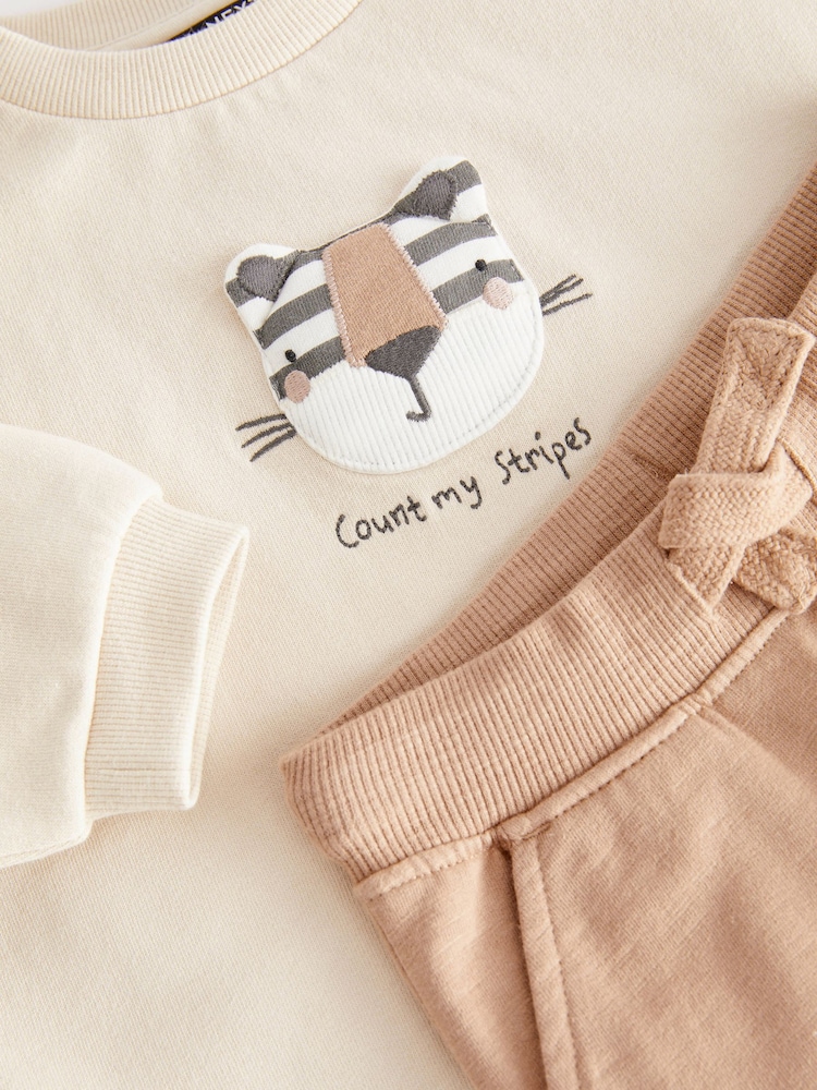 Cream 100% Cotton Sweatshirt and Joggers 2pc Set (3mths-7yrs) - Image 6 of 6