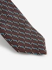Brown/Teal Blue Textured Silk Tie - Image 2 of 3