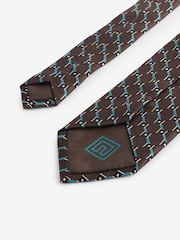 Brown/Teal Blue Textured Silk Tie - Image 3 of 3
