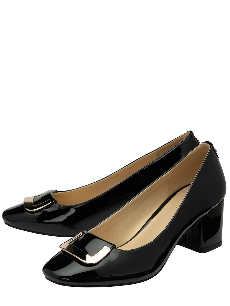 Lotus Black Olive Block Heel Court Shoes - Image 2 of 4 Lotus Black Olive Block Heel Court Shoes - Image 2 of 4