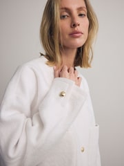 Ecru White Textured Boucle Jacket With Wool - Image 5 of 7