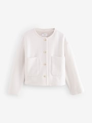 Ecru White Textured Boucle Jacket With Wool - Image 6 of 7