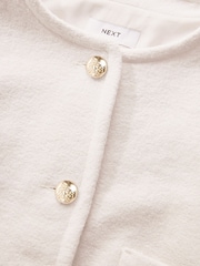 Ecru White Textured Boucle Jacket With Wool - Image 7 of 7