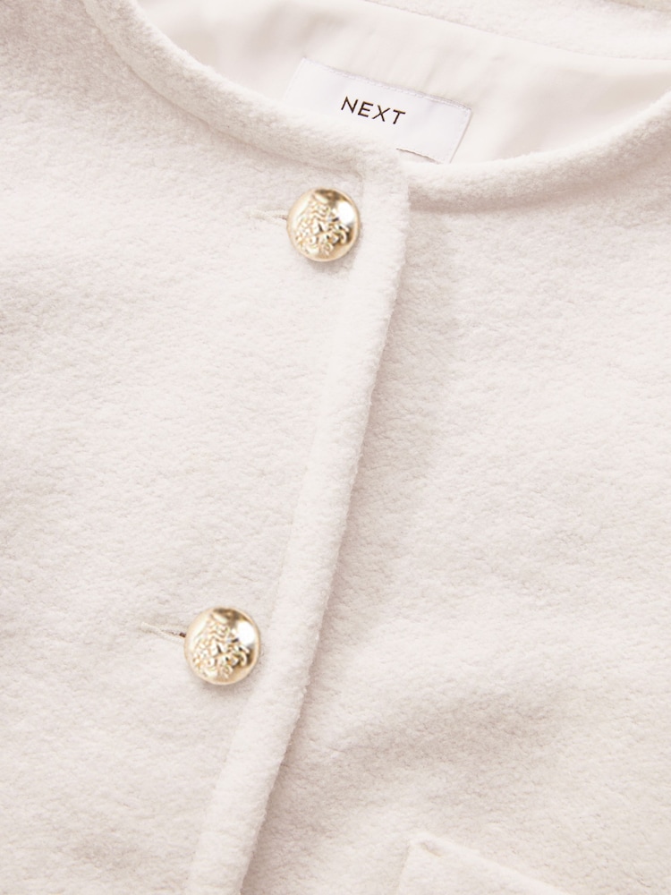 Ecru White Textured Boucle Jacket With Wool - Image 7 of 7