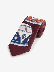 Burgundy Red Slim Volkswagen Camper Van Design Tie - Image 1 of 3