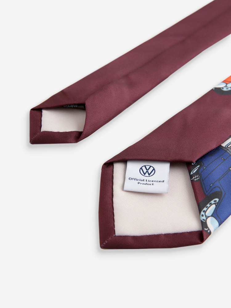 Burgundy Red Slim Volkswagen Camper Van Design Tie - Image 3 of 3 Burgundy Red Slim Volkswagen Camper Van Design Tie - Image 3 of 3