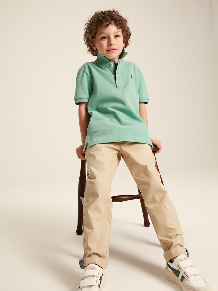 Joules Boys' Woody Green Pique Cotton Polo Shirt - Image 2 of 10