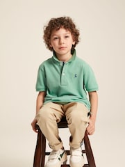 Joules Boys' Woody Green Pique Cotton Polo Shirt - Image 3 of 10