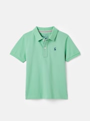 Joules Boys' Woody Green Pique Cotton Polo Shirt - Image 6 of 10