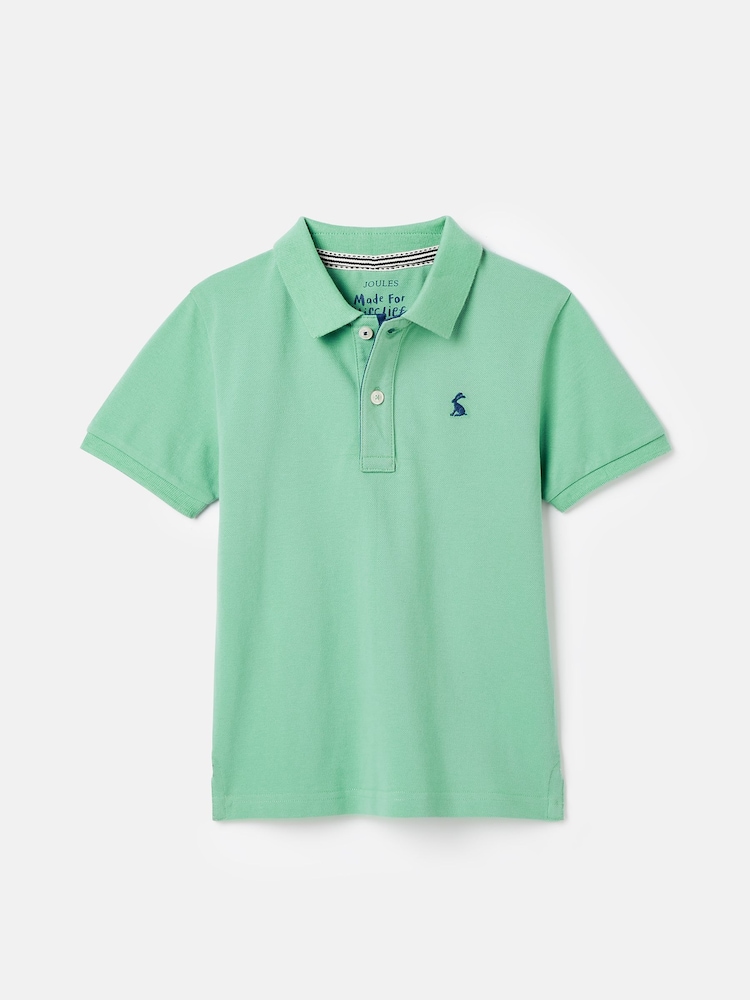 Joules Boys' Woody Green Pique Cotton Polo Shirt - Image 6 of 10