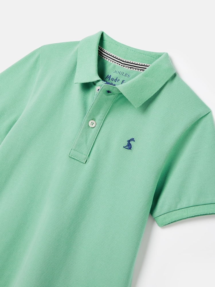 Joules Boys' Woody Green Pique Cotton Polo Shirt - Image 8 of 10
