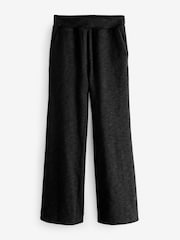 Black Boucle Textured Wide Trousers - Image 5 of 6