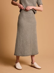 Khaki Green Boucle Midi Elasticated Waist Circle Skirt - Image 2 of 4