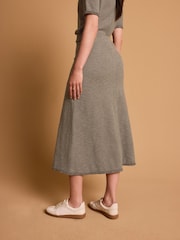 Khaki Green Boucle Midi Elasticated Waist Circle Skirt - Image 3 of 4