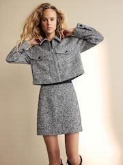 Black Boucle Textured Mono Mini Skirt - Image 1 of 6