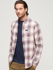 Superdry White Long Sleeve Cotton Lumberjack Shirt - Image 1 of 6