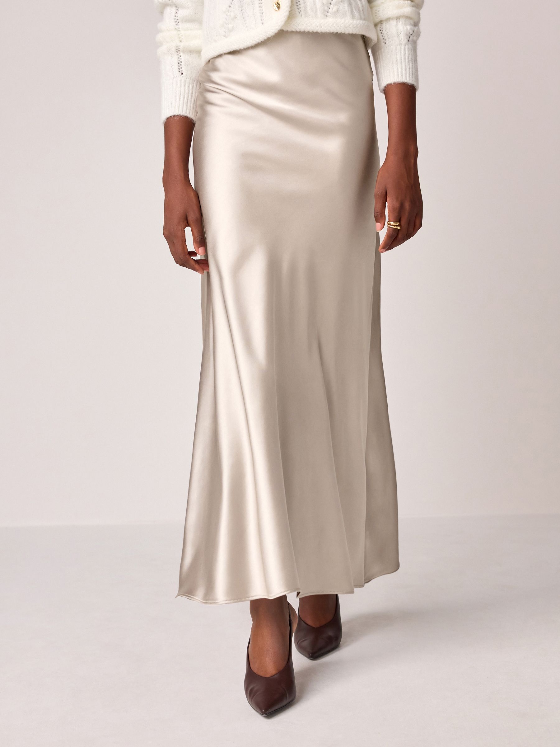 Satin midi skirt gold top