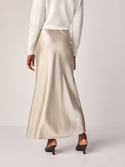 Champagne Gold Satin Midi Skirt - Image 3 of 5